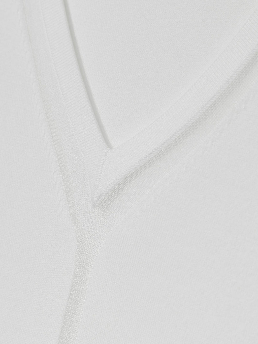 Sheer-Detail V-Neck Top in White