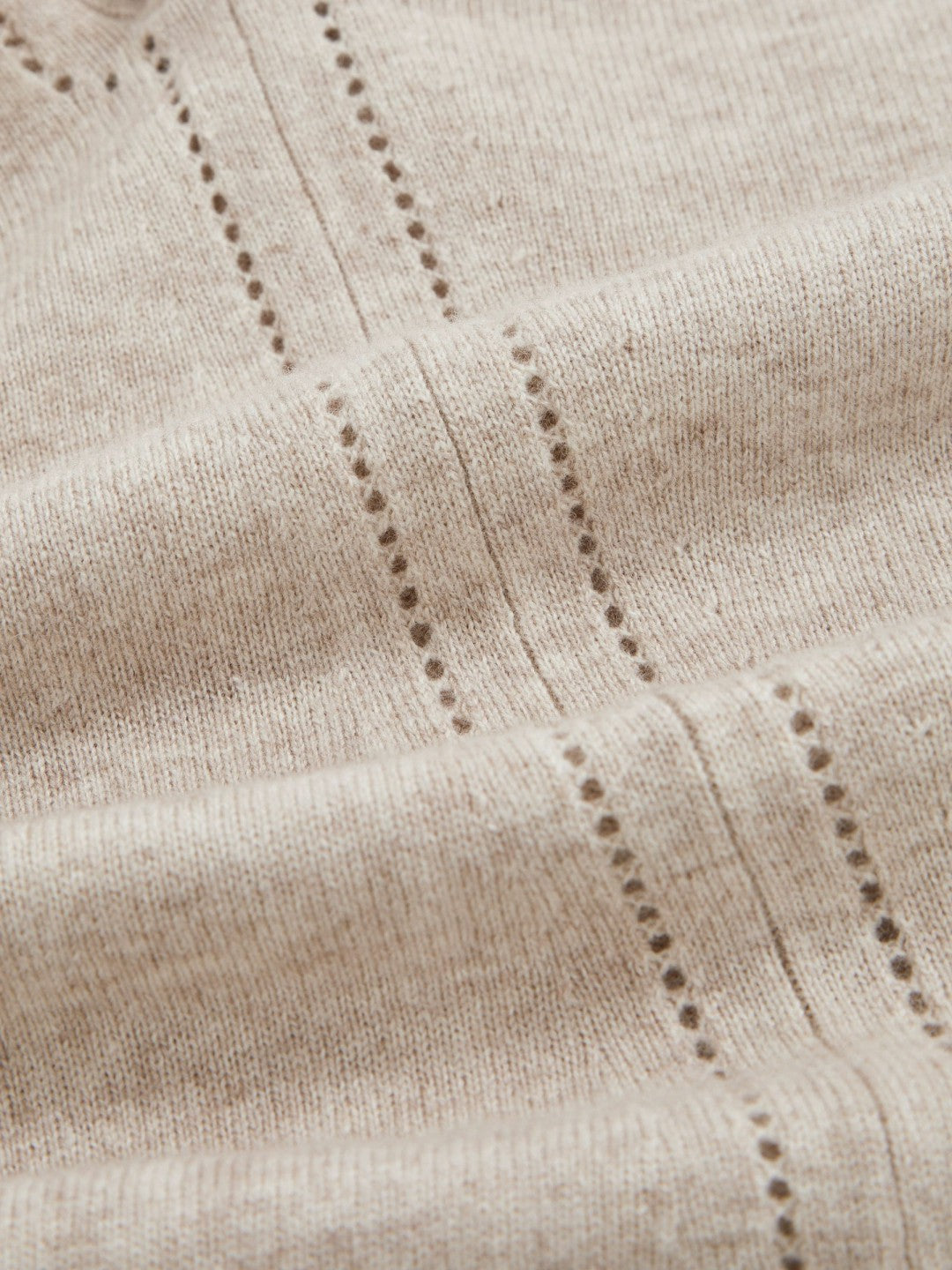Wool-Blend Open-Stitch Jumper with Cashmere in Oatmeal Neutral