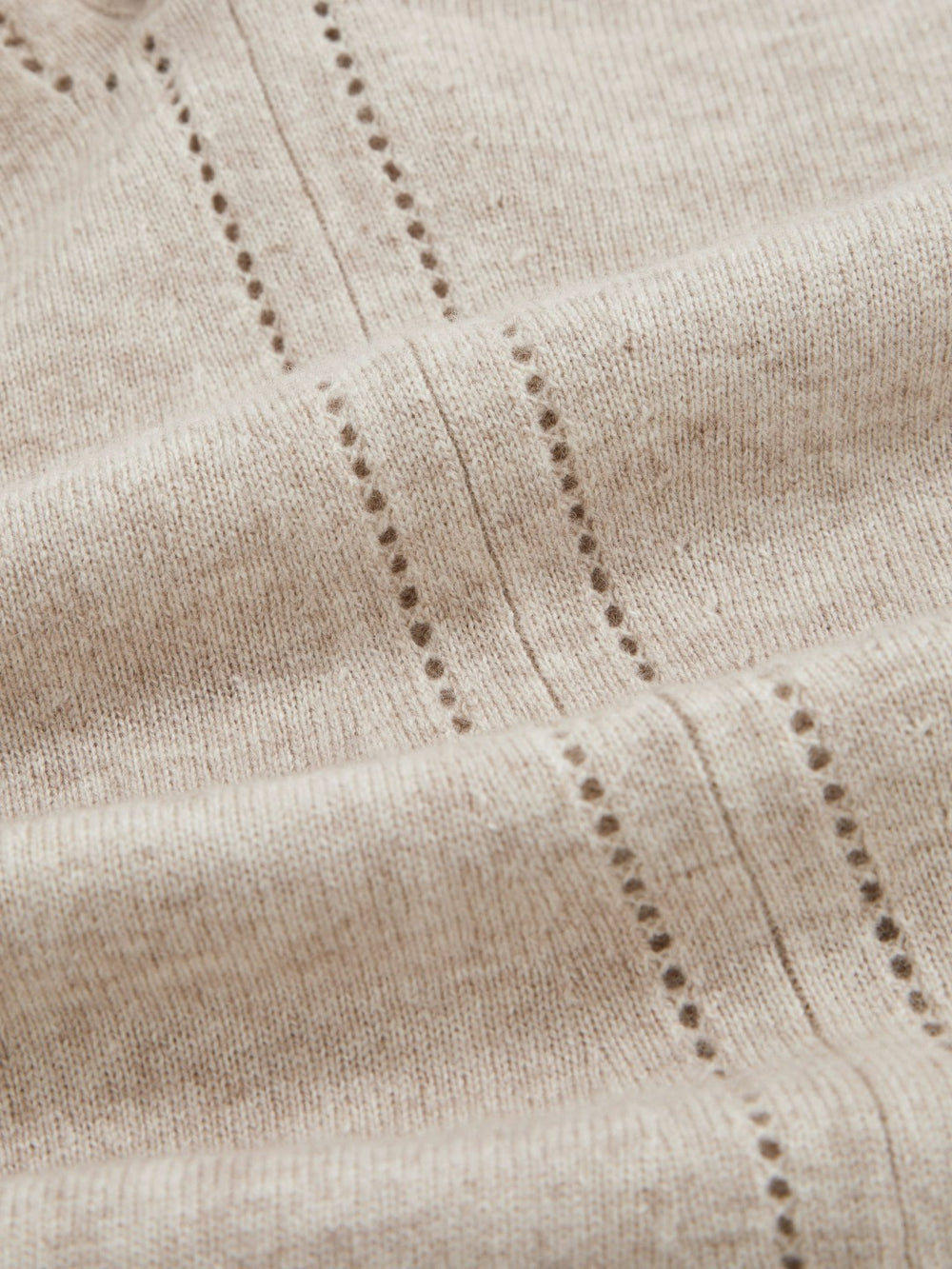 Wool-Blend Open-Stitch Jumper with Cashmere in Oatmeal Neutral