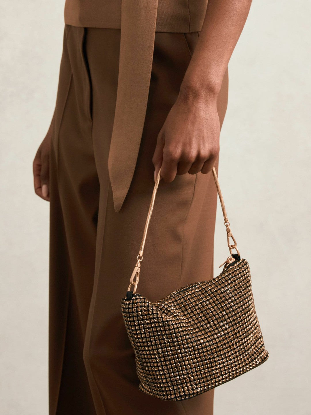 Crystal Bracelet Pouch Bag in Gold