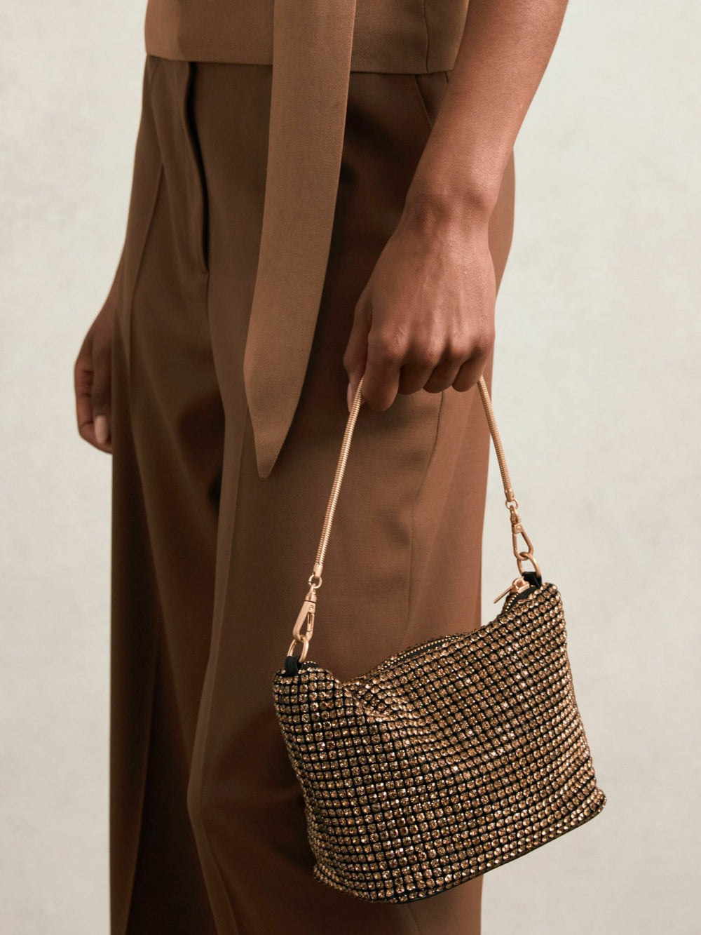 Crystal Bracelet Pouch Bag in Gold
