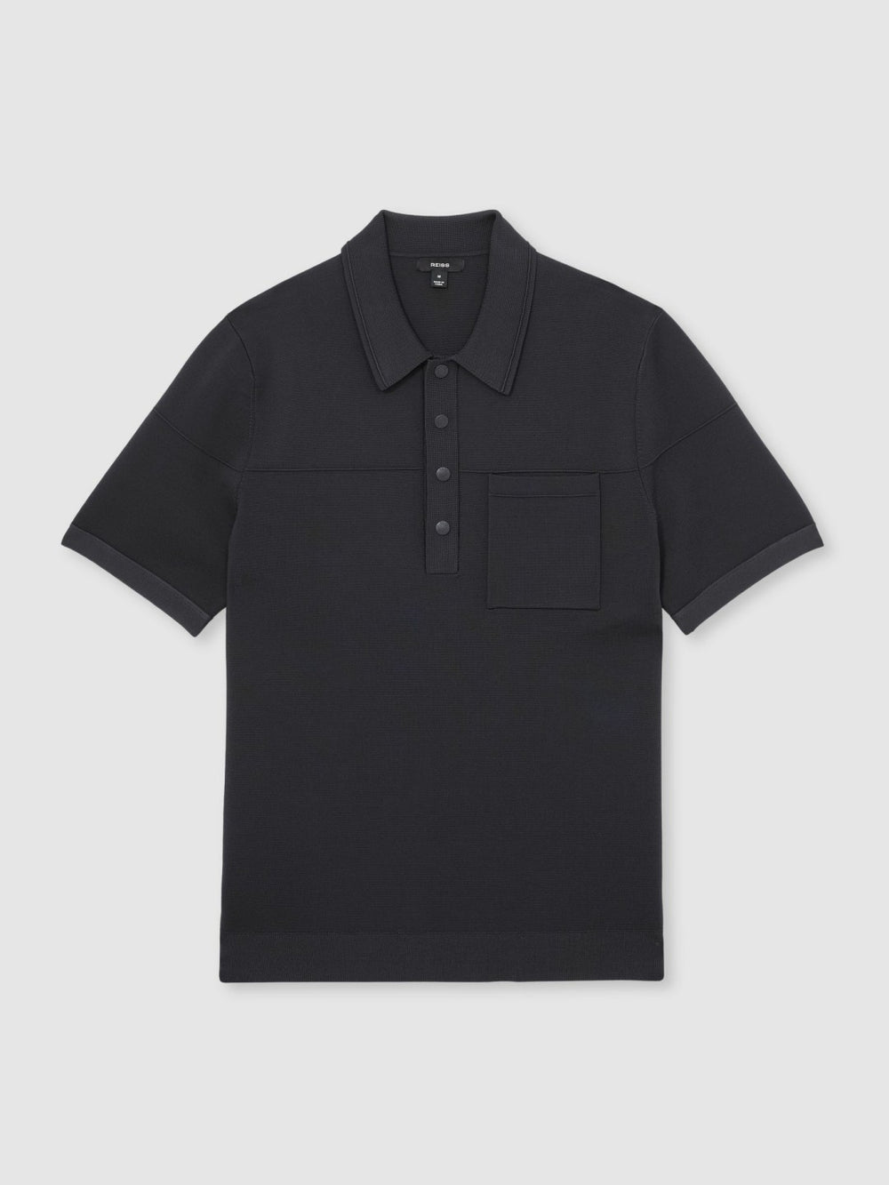 Press-Stud Seam-Detail Polo Shirt in Navy