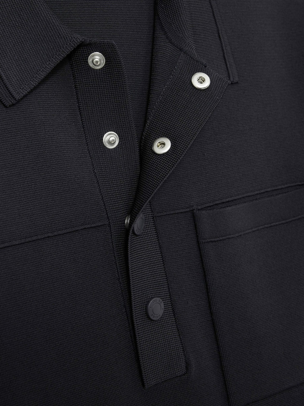 Press-Stud Seam-Detail Polo Shirt in Navy