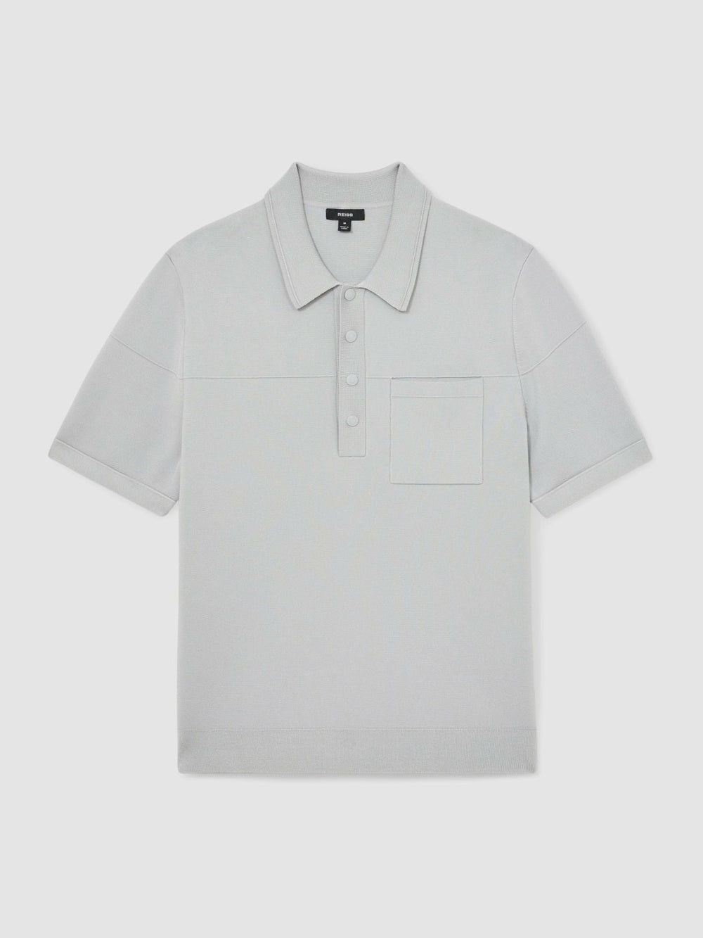 Press-Stud Seam-Detail Polo Shirt in Ice Grey