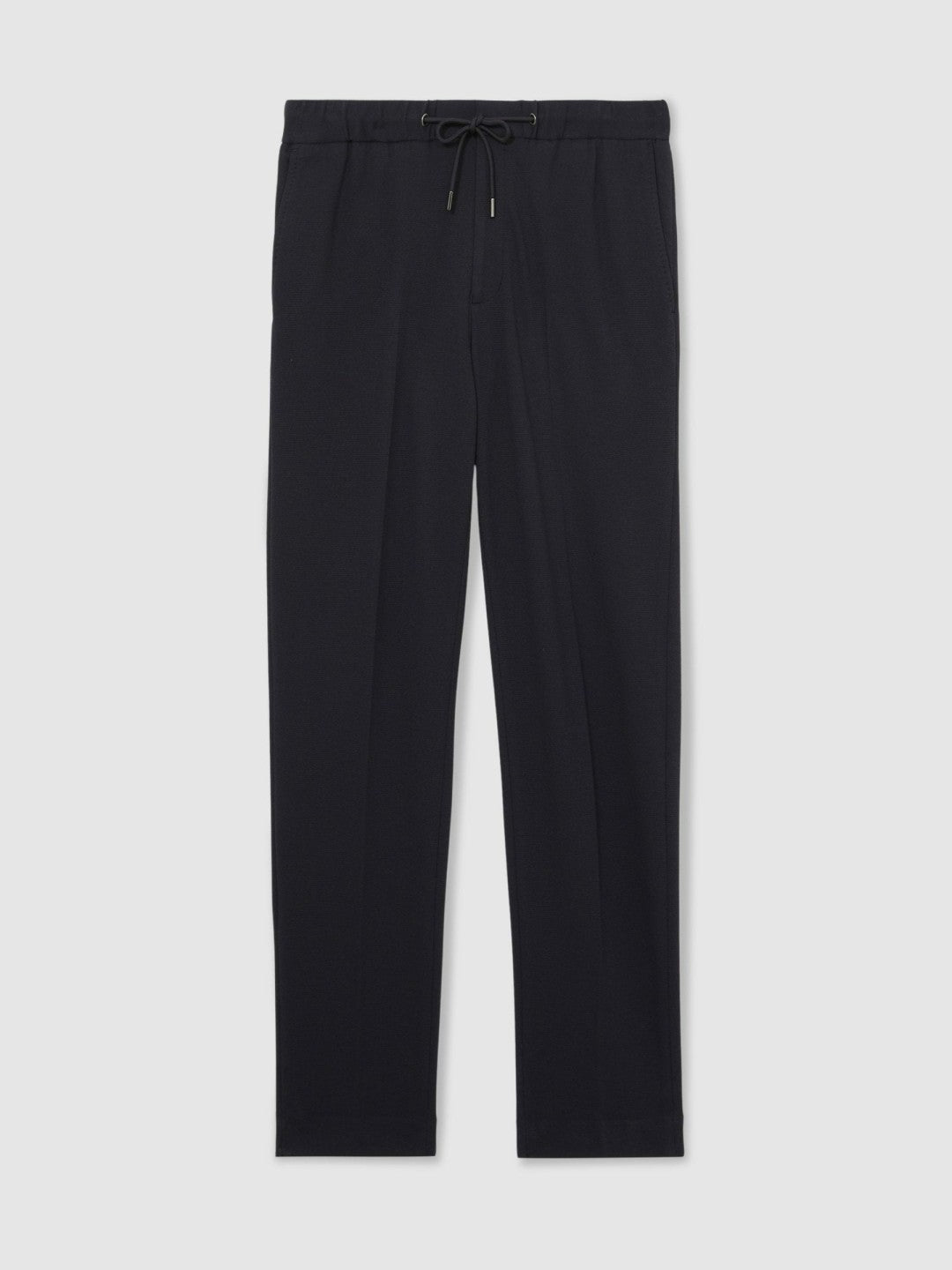 Slim Fit Jersey Drawstring Suit Trousers in Navy