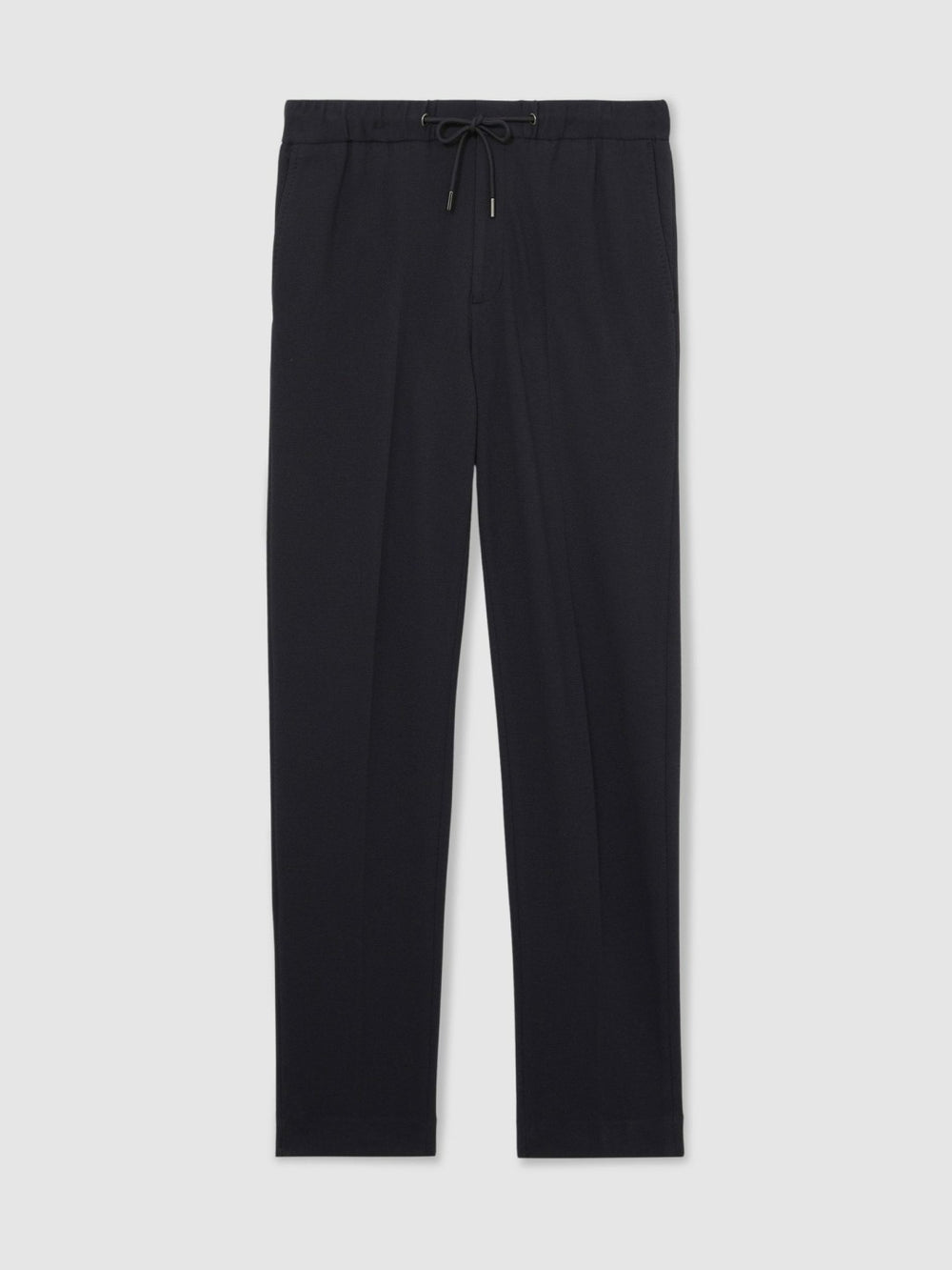Slim Fit Jersey Drawstring Suit Trousers in Navy