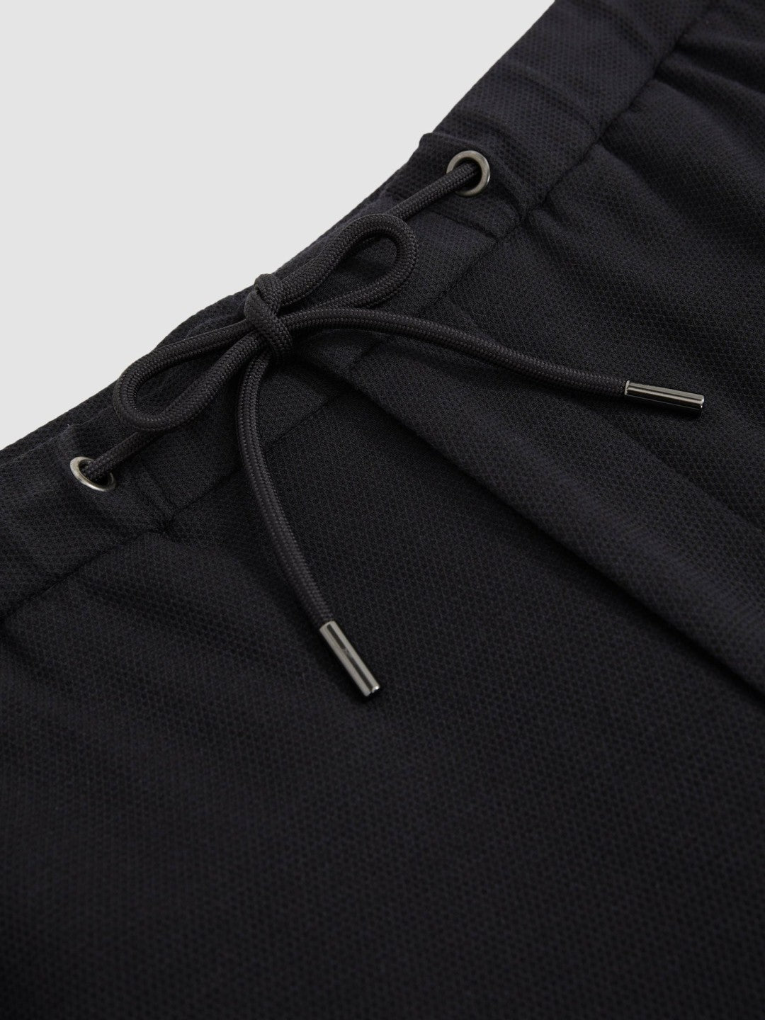 Slim Fit Jersey Drawstring Suit Trousers in Navy