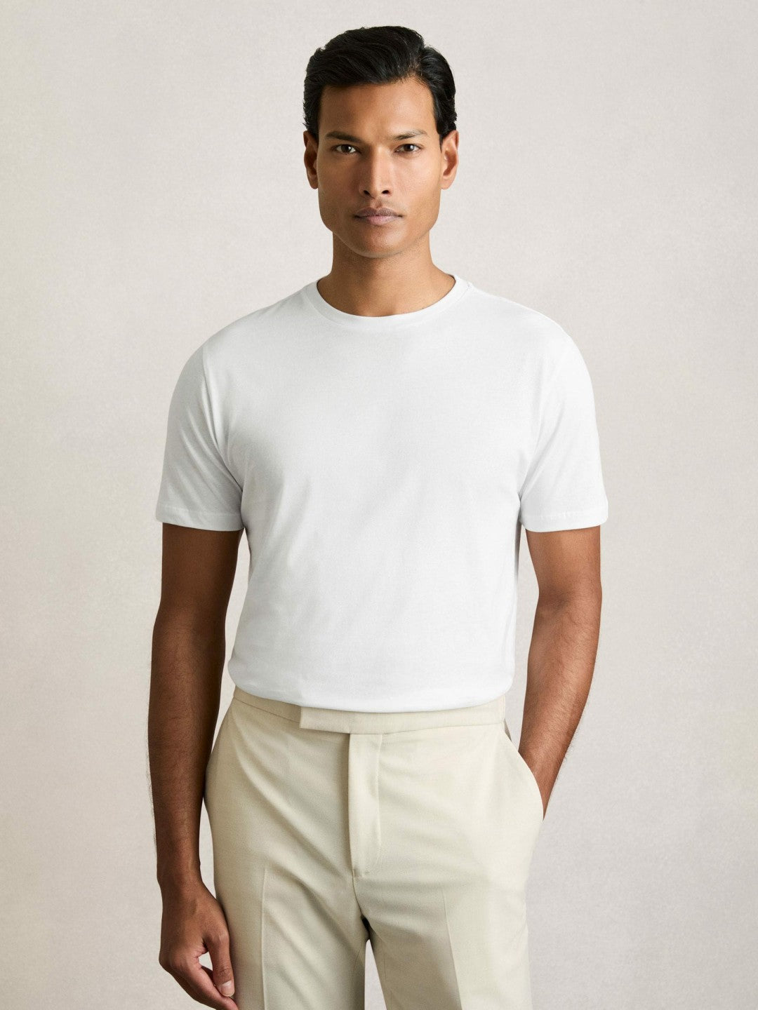 Cotton Crew-Neck T-shirts 3 Pack in White/Navy/Airforce Blue