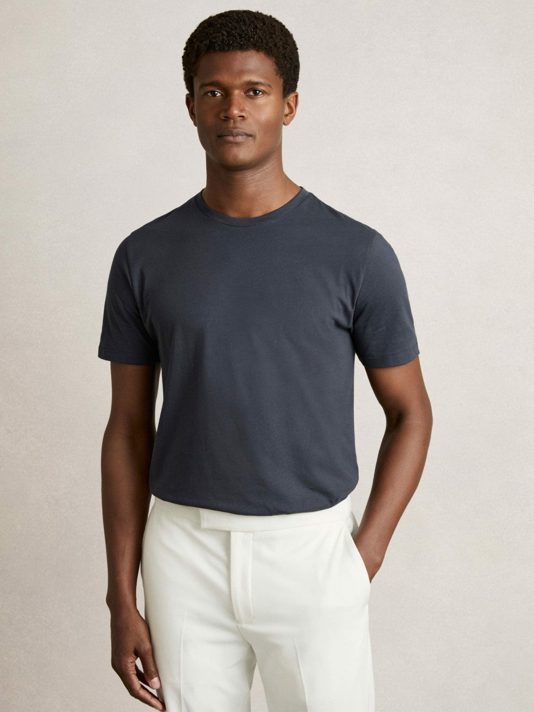 Cotton Crew-Neck T-shirts 3 Pack in White/Navy/Airforce Blue