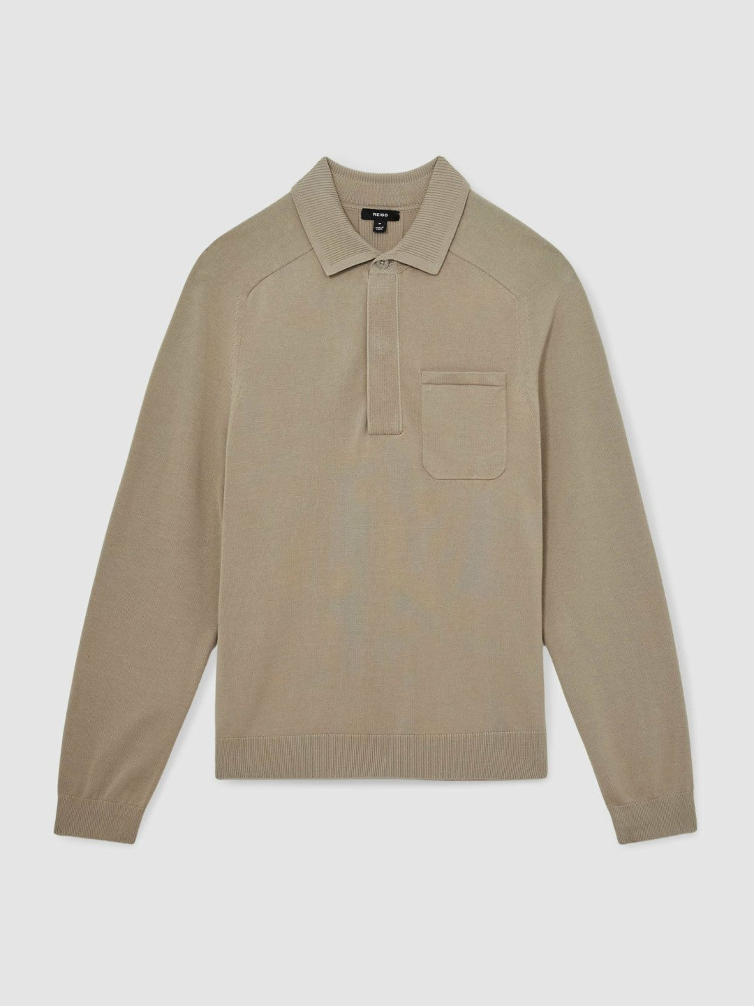 Cotton Concealed Placket Polo Shirt in Light Sage Green