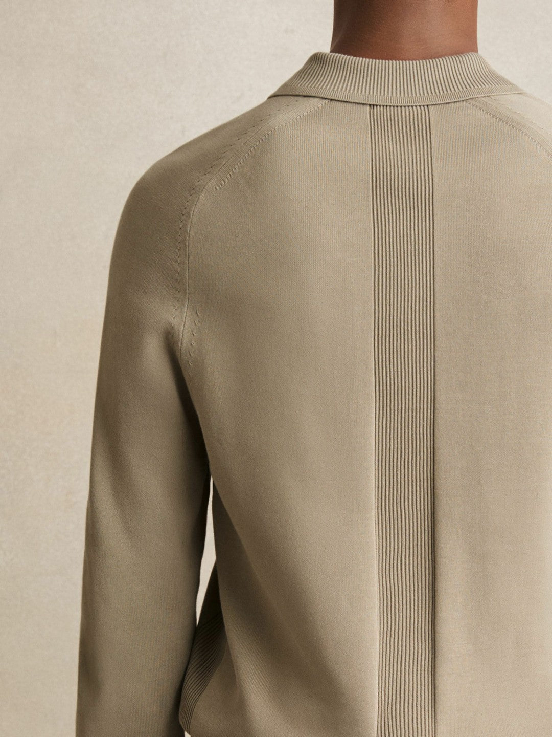 Cotton Concealed Placket Polo Shirt in Light Sage Green