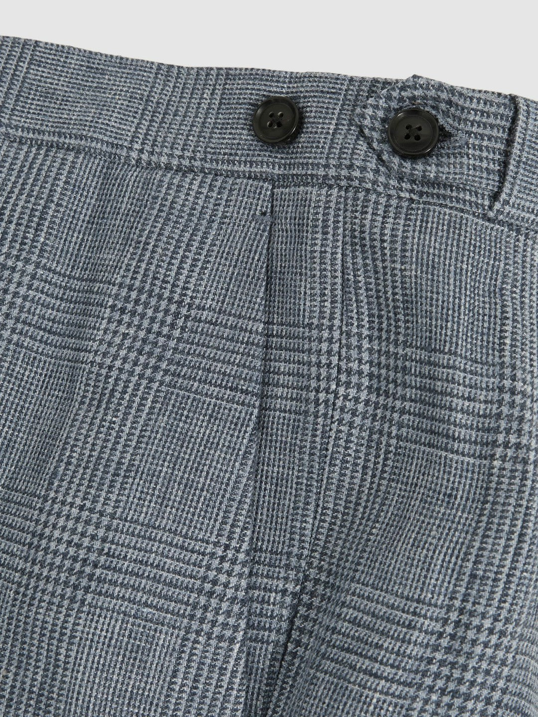 Slim Fit Linen Check Suit Trousers in Soft Blue