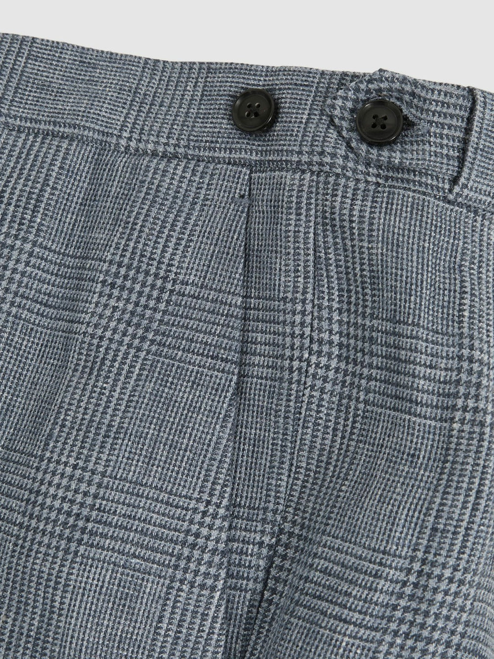 Slim Fit Linen Check Suit Trousers in Soft Blue
