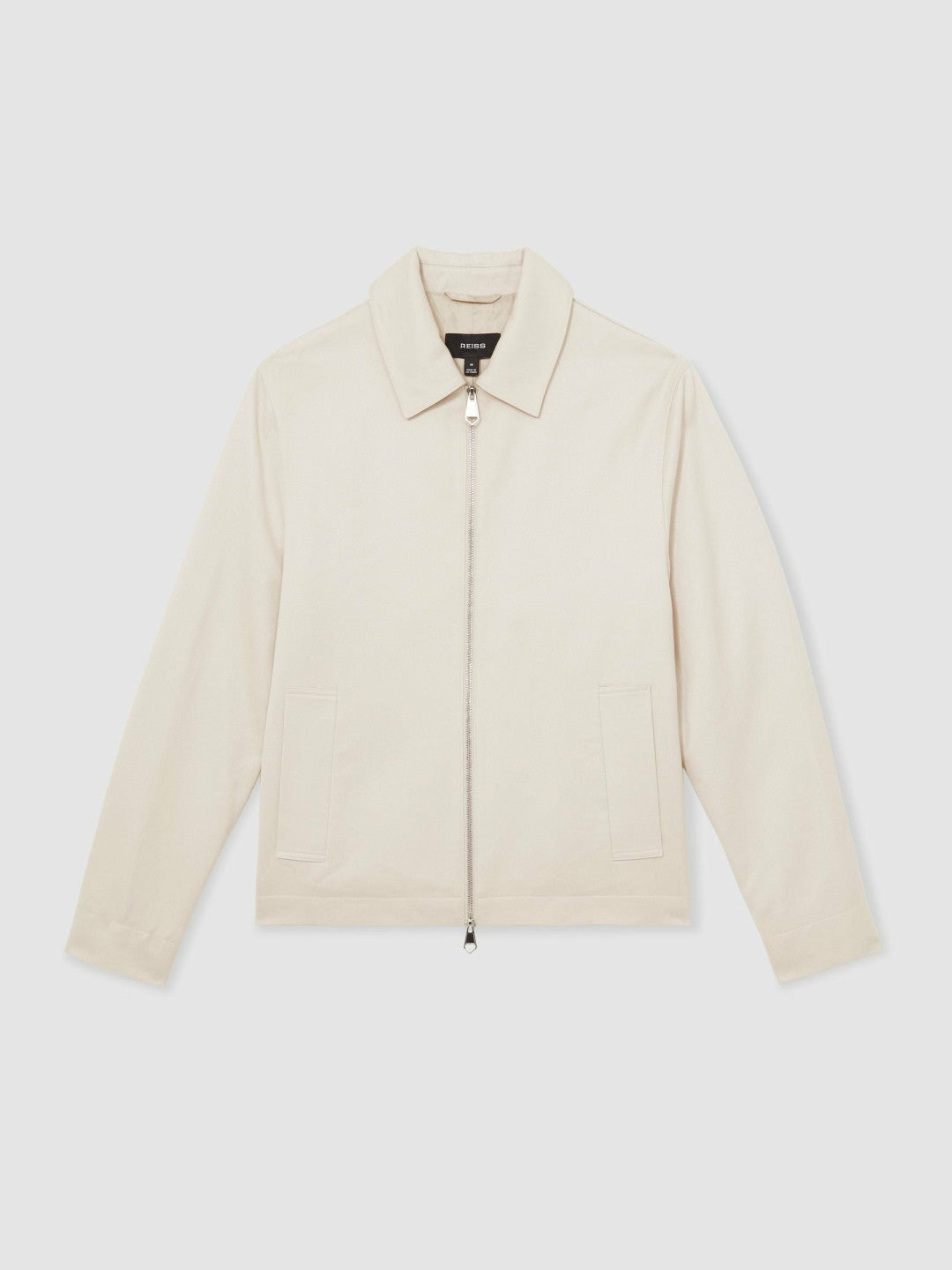Lyocell-Cotton Zip-Through Twill Jacket in Ecru