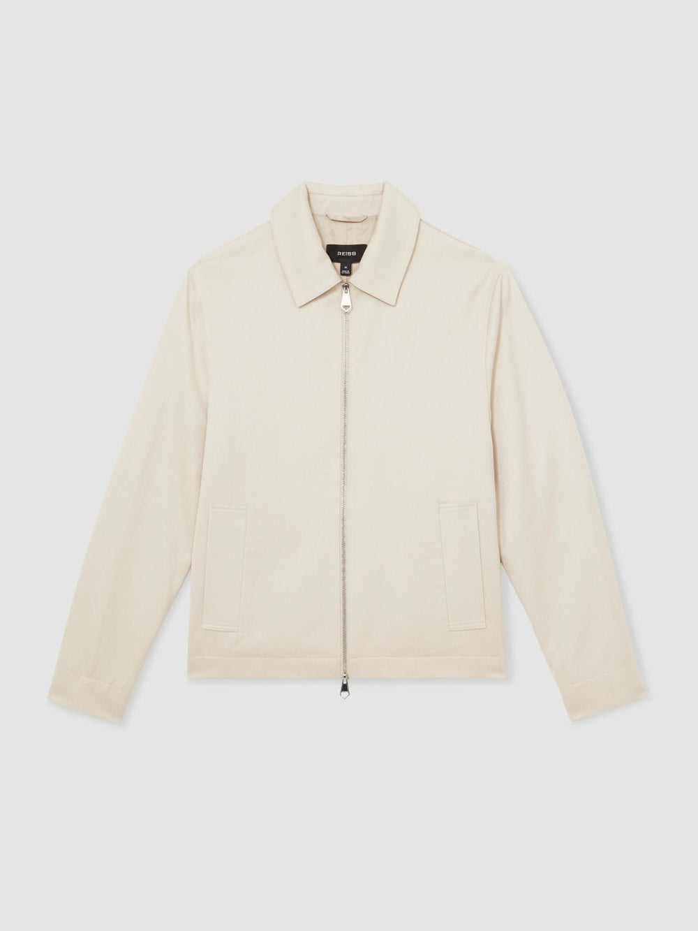 Lyocell-Cotton Zip-Through Twill Jacket in Ecru