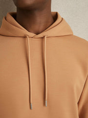 Interlock Jersey Drawstring Hoodie in Light Camel Brown