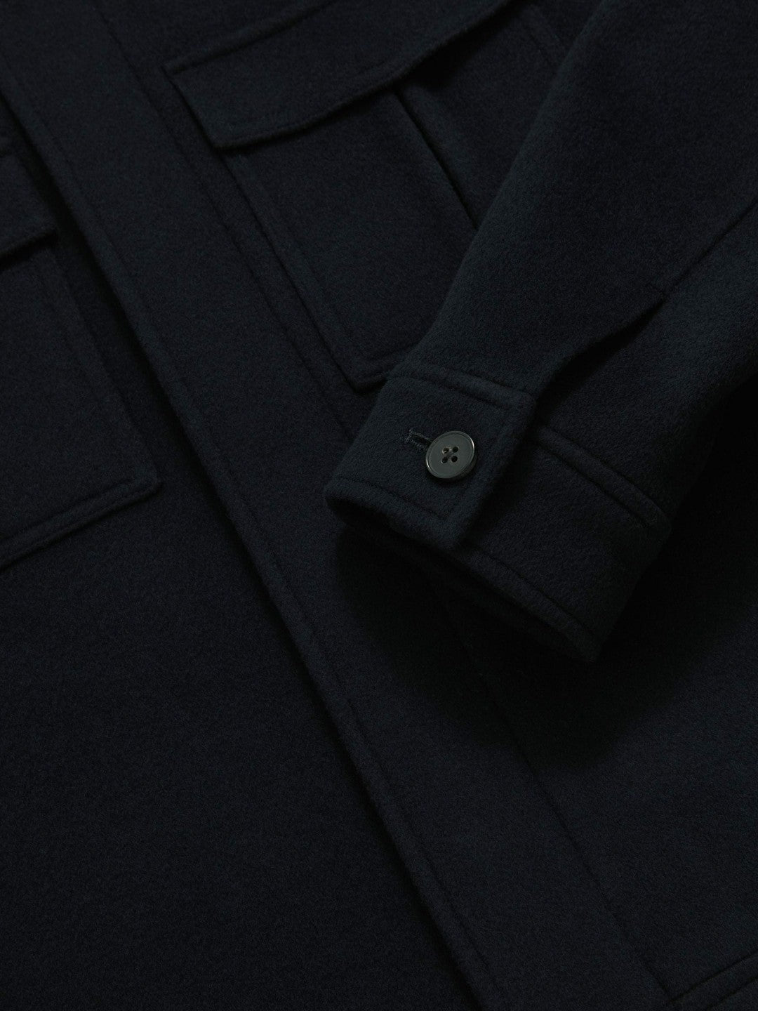 Wool Blend Twin Pocket Zipped Jacket in Navy