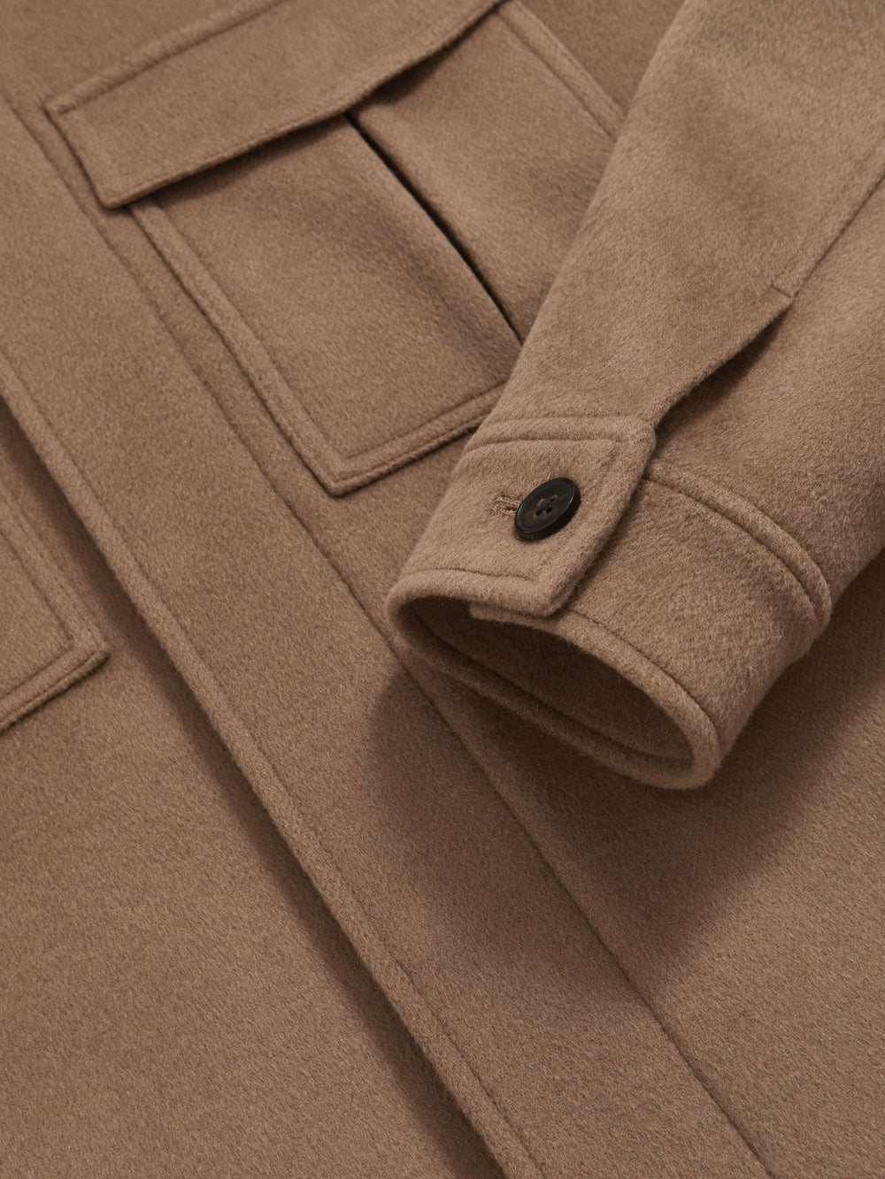 Wool Blend Twin Pocket Zipped Jacket in Dark Brown