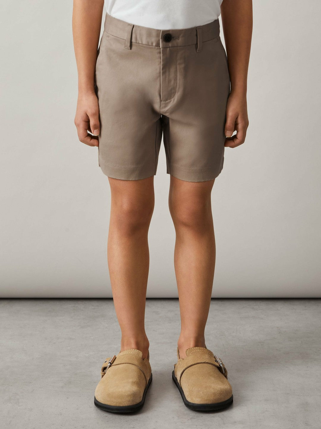 3-9 yrs Cotton Chino Shorts with Stretch in Stone