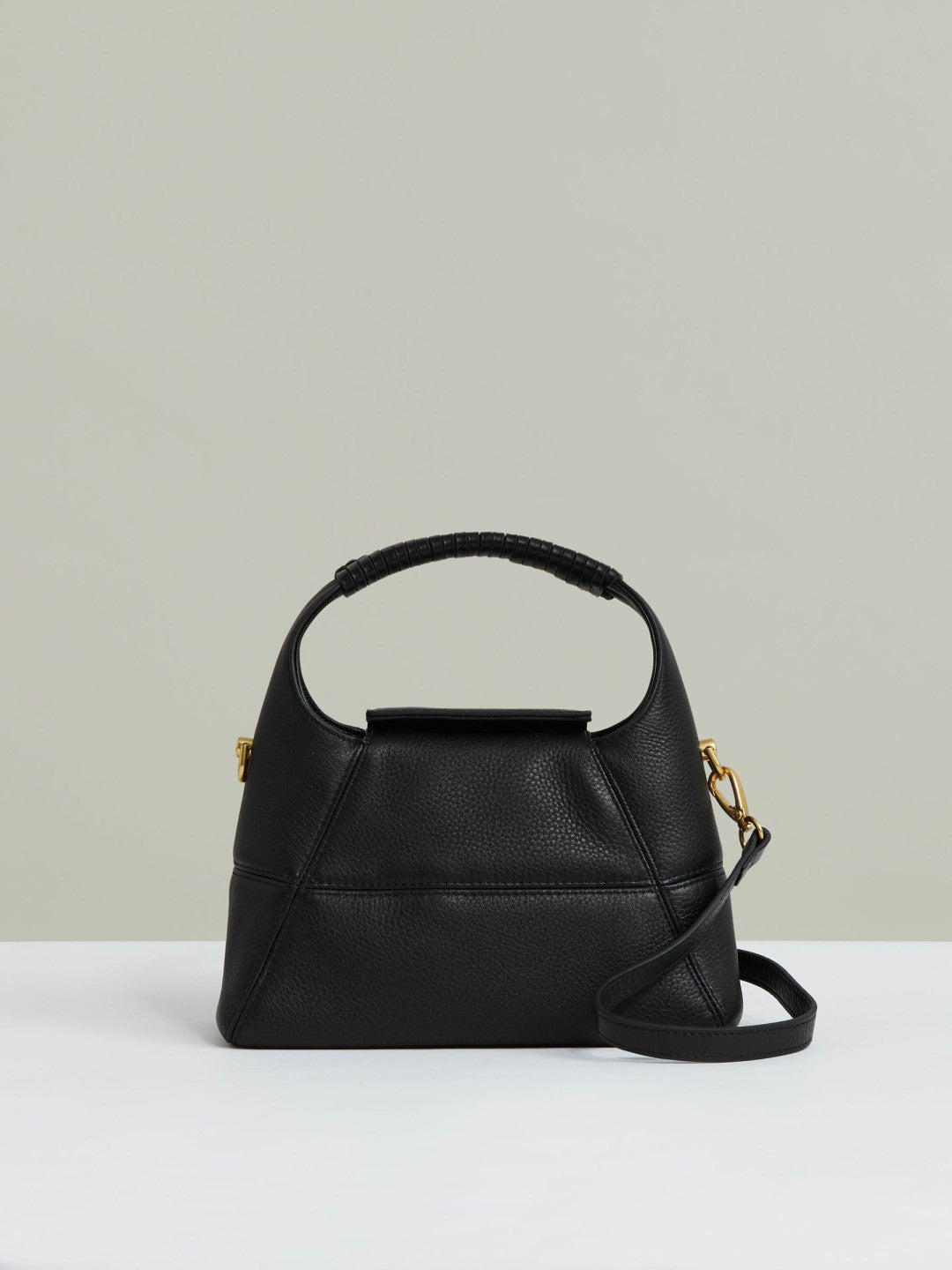 Grained-Leather Shoulder Bag in Black