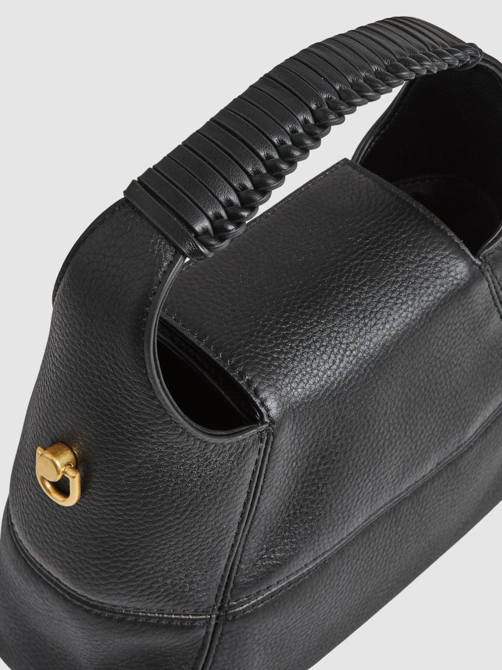 Grained-Leather Shoulder Bag in Black