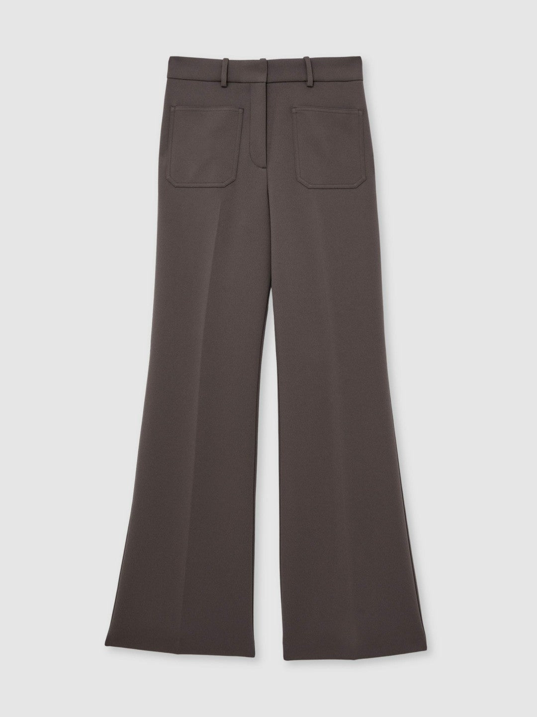 Twill Patch-Pocket Flared Trousers in Mauve Neutral