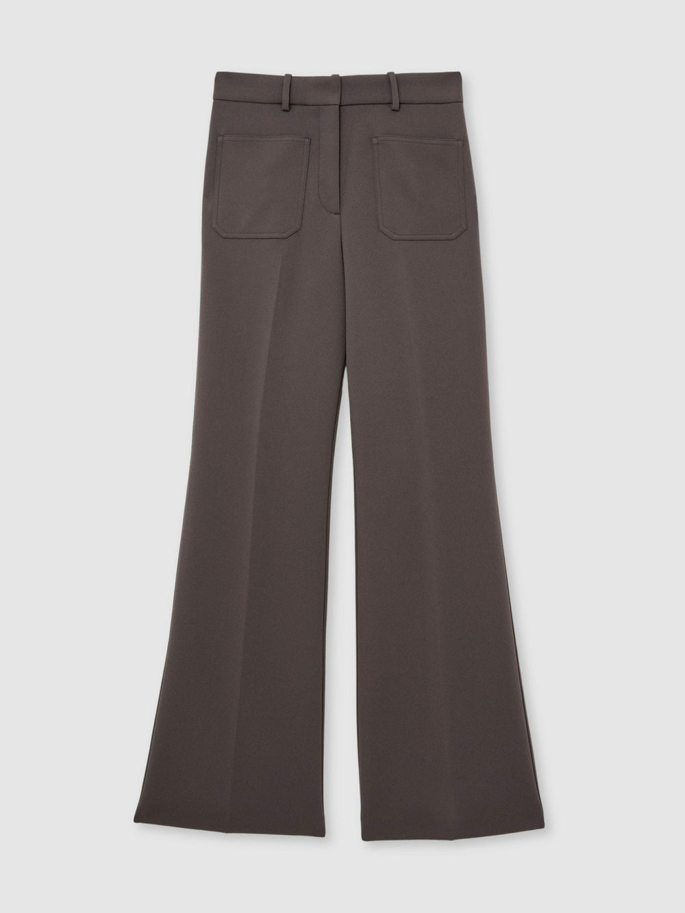 Twill Patch-Pocket Flared Trousers in Mauve Neutral