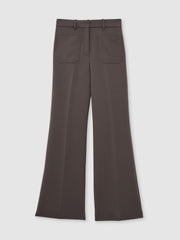 Twill Patch-Pocket Flared Trousers in Mauve Neutral