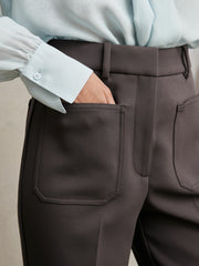 Twill Patch-Pocket Flared Trousers in Mauve Neutral