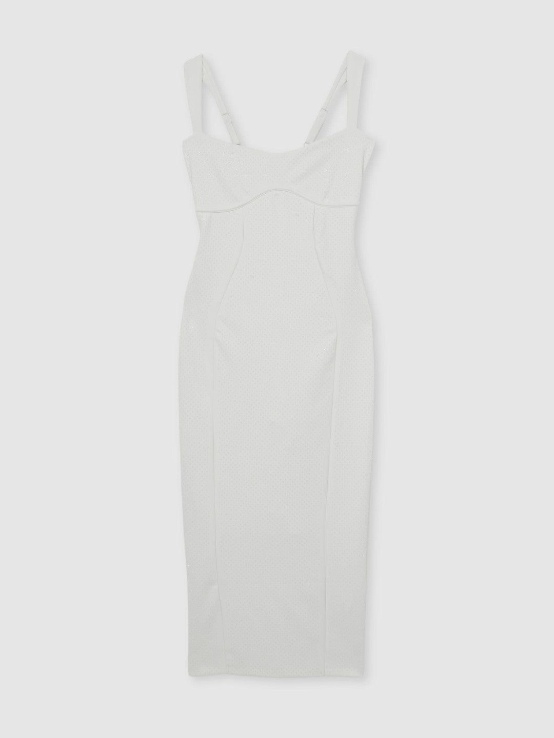 Good American Scuba Crystal Midi Dress in White