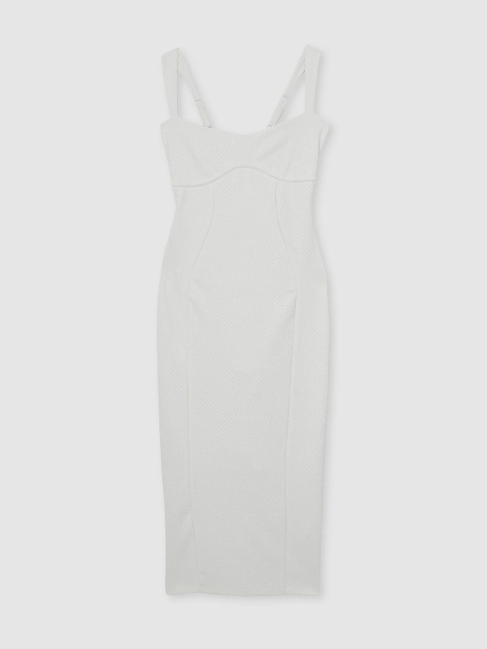 Good American Scuba Crystal Midi Dress in White