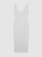 Good American Scuba Crystal Midi Dress in White