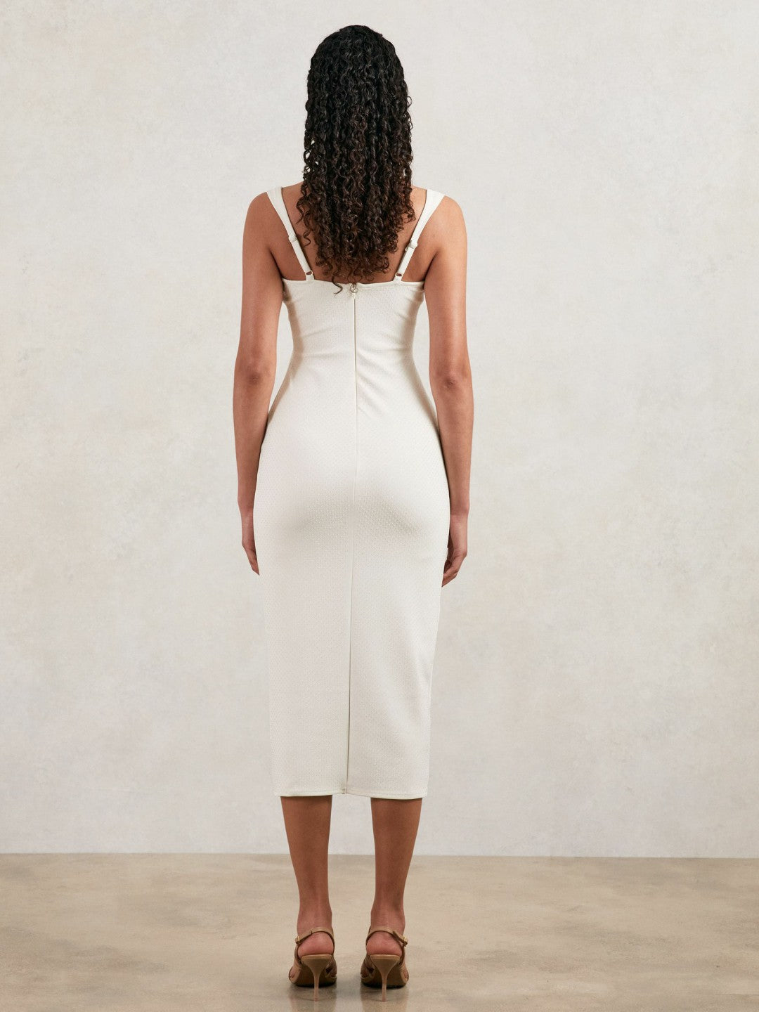 Good American Scuba Crystal Midi Dress in White