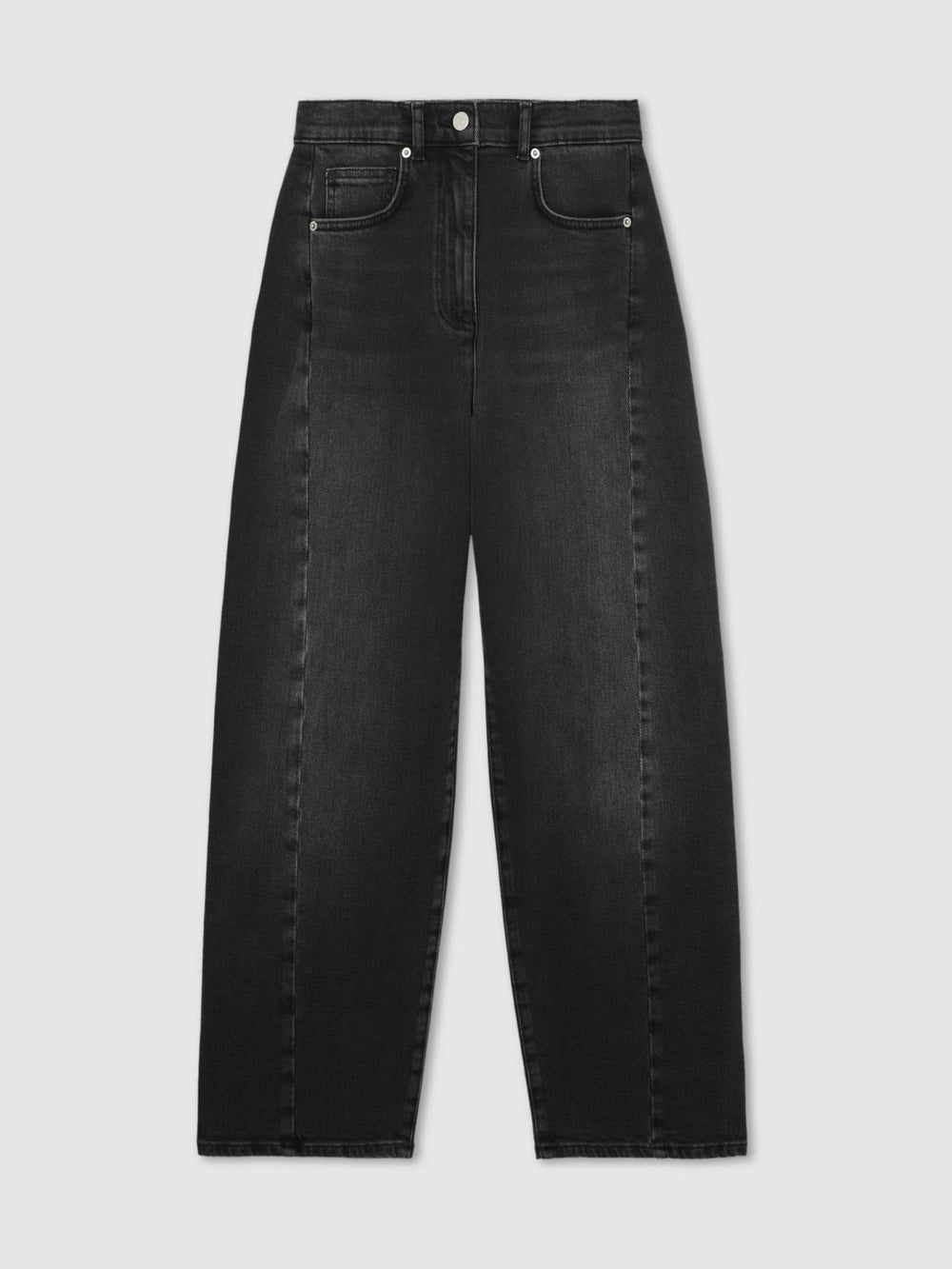 Petite Barrel-Leg Seam Jeans in Washed Grey