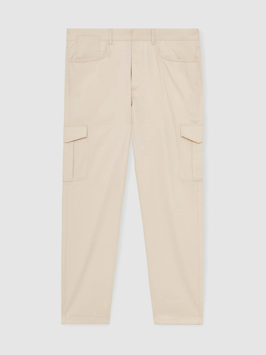 Cotton-Lyocell Cargo Trousers in Light Stone