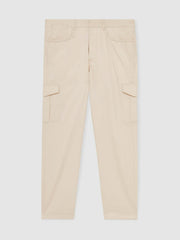 Cotton-Lyocell Cargo Trousers in Light Stone