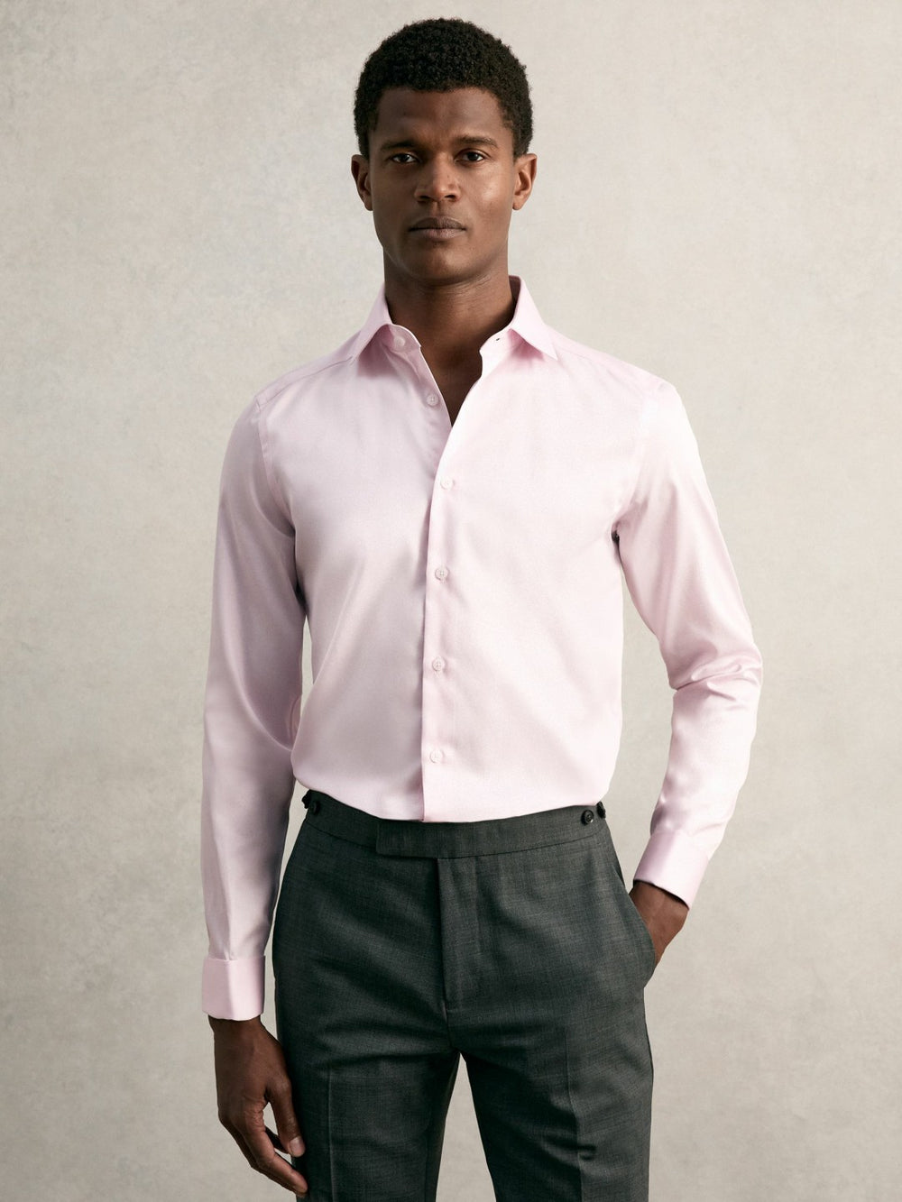 Slim Fit Slim-Fit Cotton-Sateen Shirt in Pink