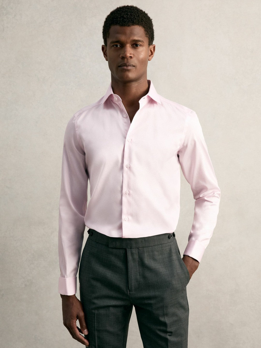 Slim Fit Slim-Fit Cotton-Sateen Shirt in Pink