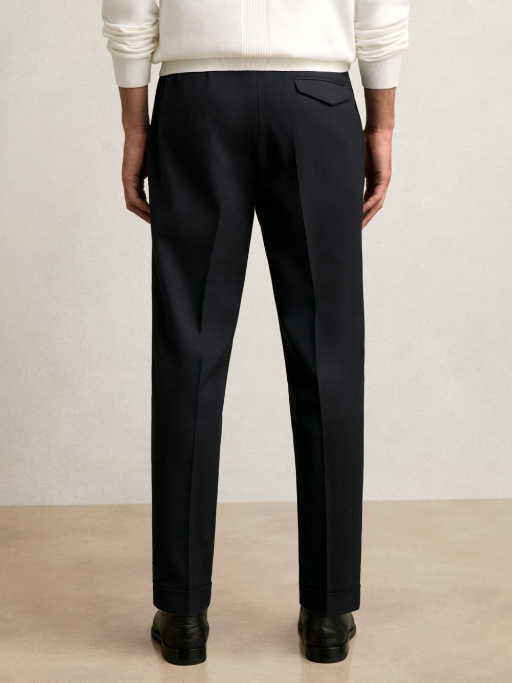 Regular Fit Herringbone Trousers With Cotton in Navy
