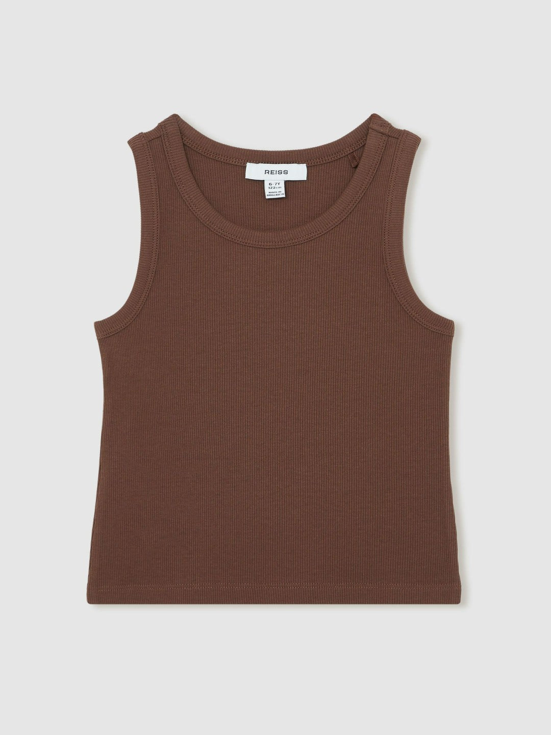 13-14 yrs Stretch-Cotton Ribbed Vest in Chocolate
