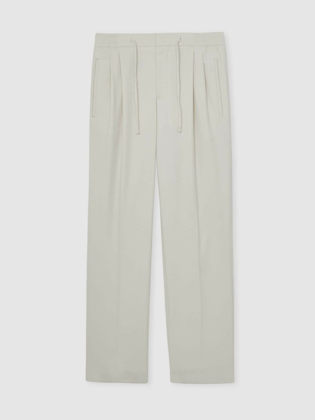 Relaxed-Fit Twill Drawstring Trousers in Ecru
