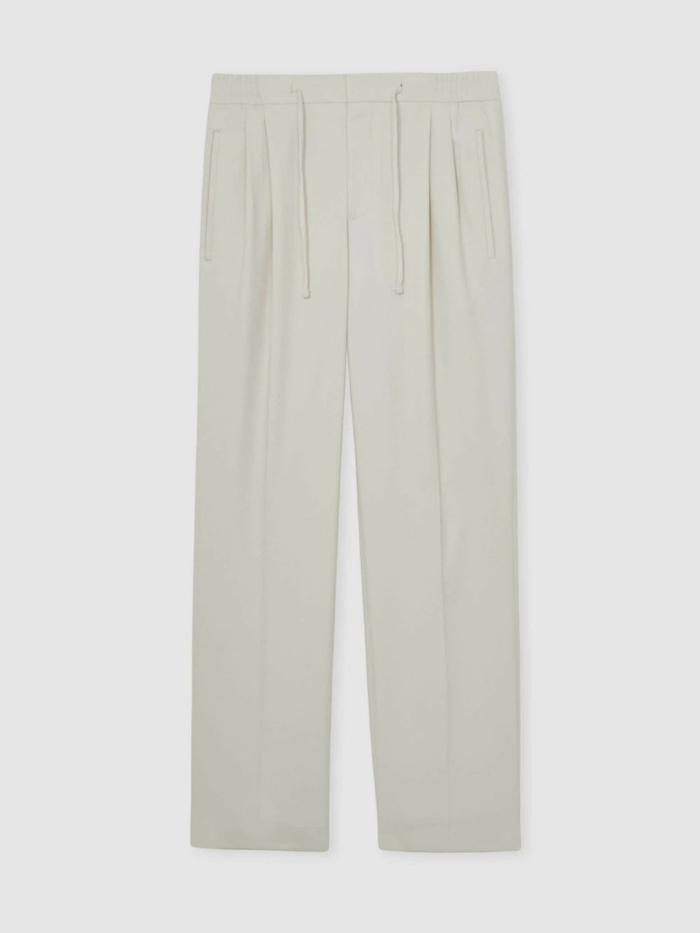 Relaxed-Fit Twill Drawstring Trousers in Ecru