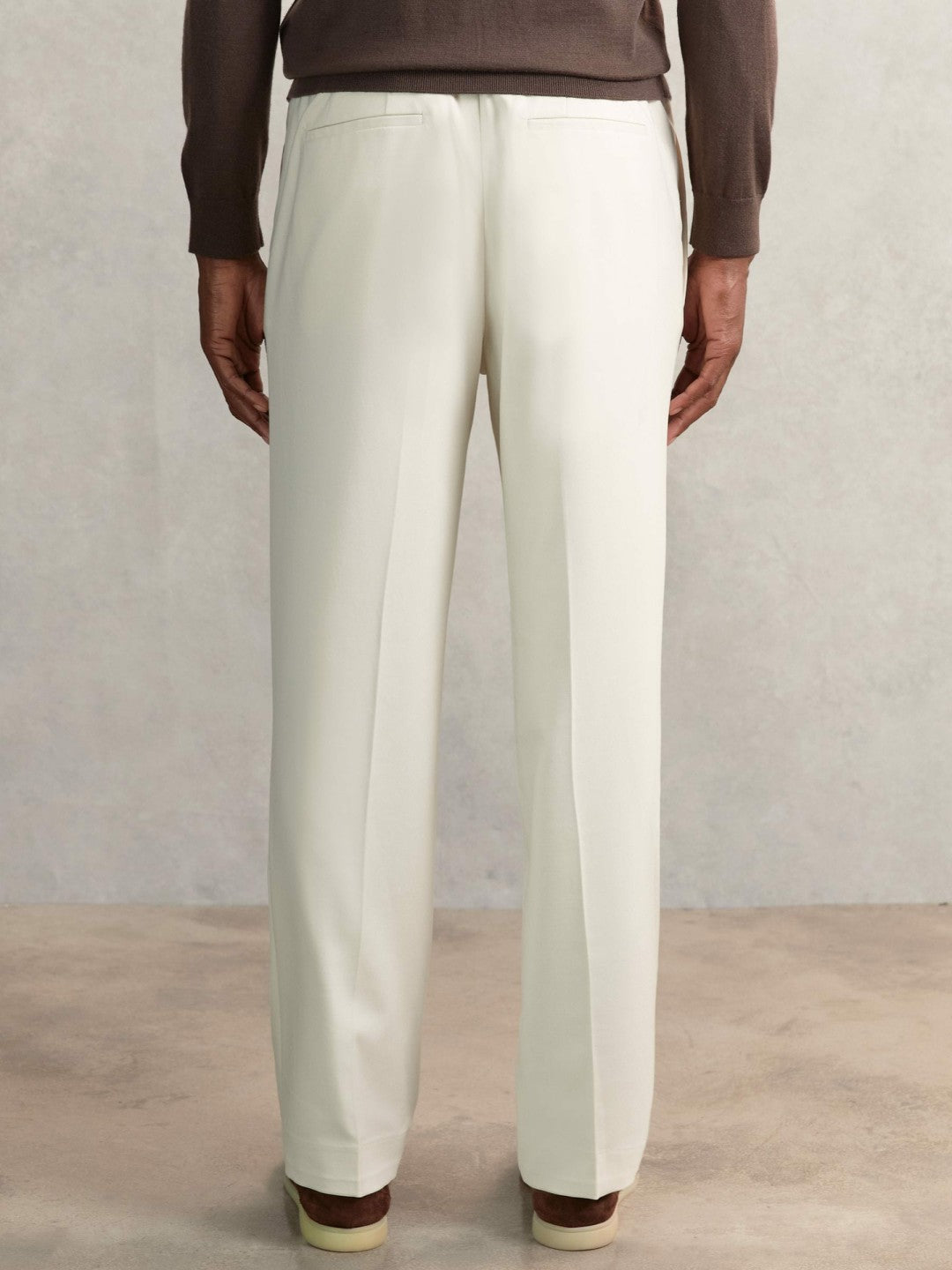 Relaxed-Fit Twill Drawstring Trousers in Ecru