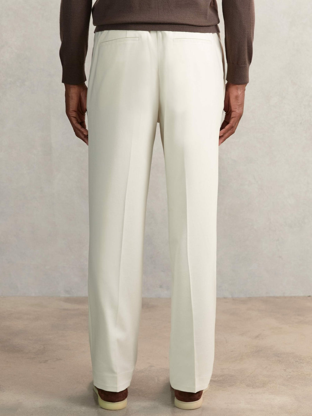 Relaxed-Fit Twill Drawstring Trousers in Ecru