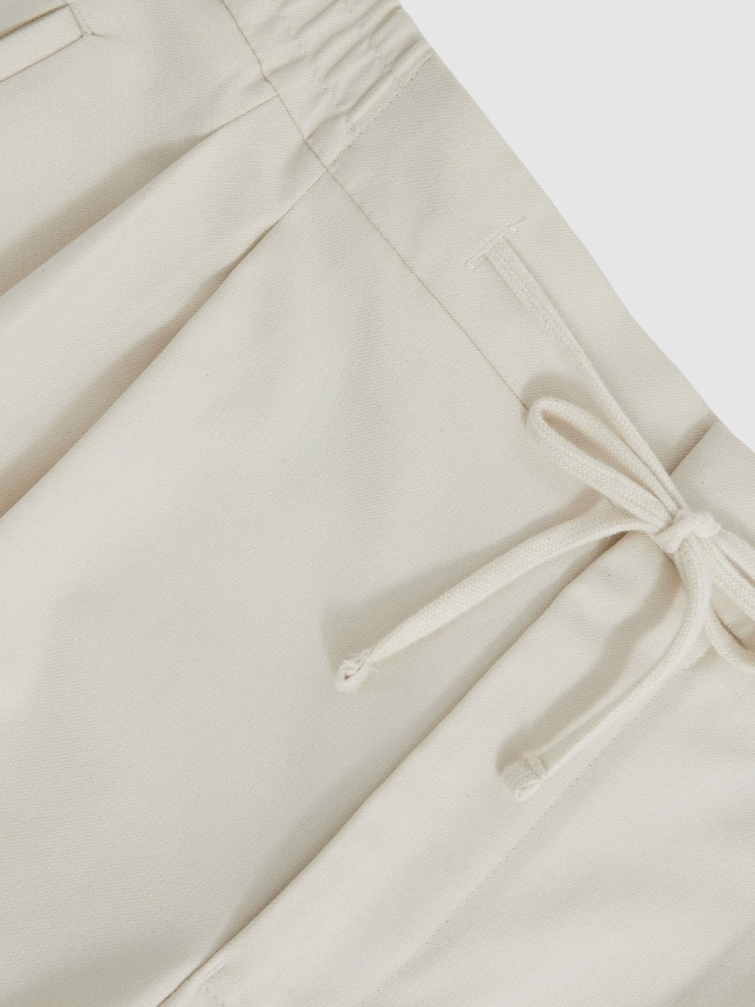 Relaxed-Fit Twill Drawstring Trousers in Ecru
