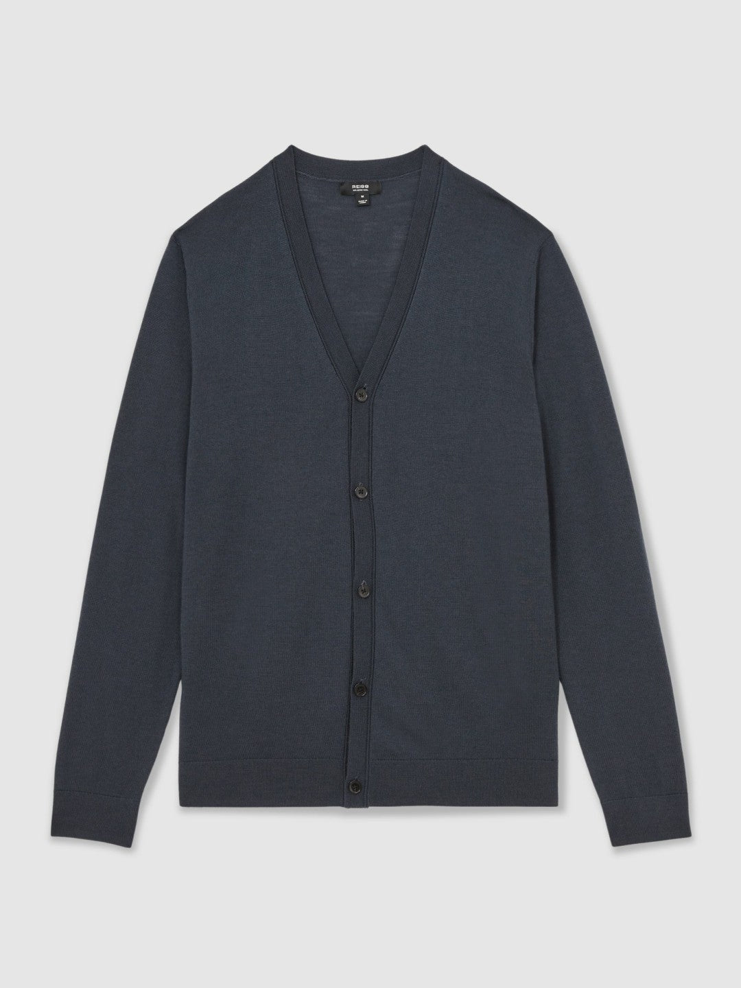 Merino Wool Button-Through Cardigan in Midnight Navy