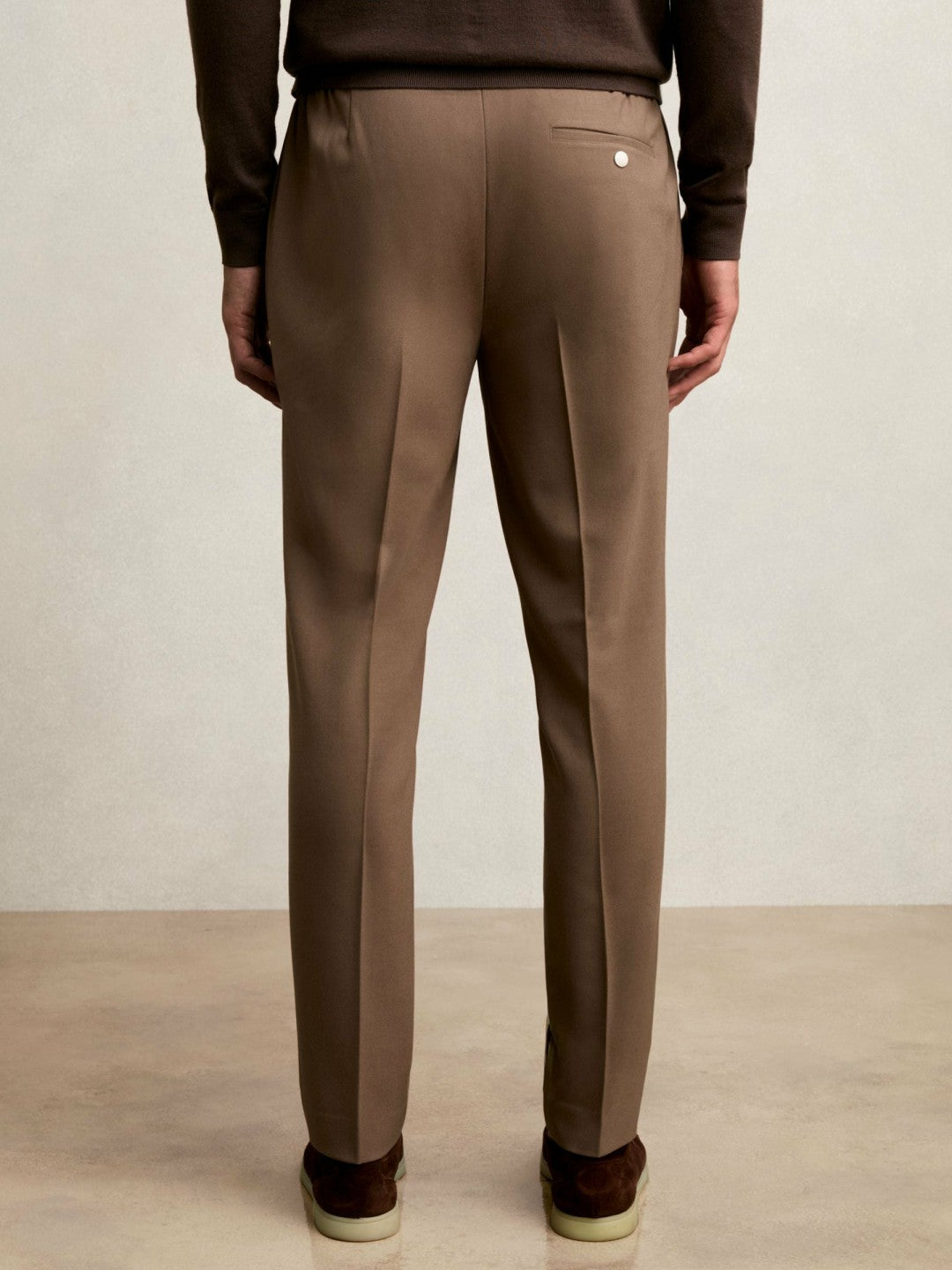 Slim-Fit Internal-Drawstring Trousers in Camel