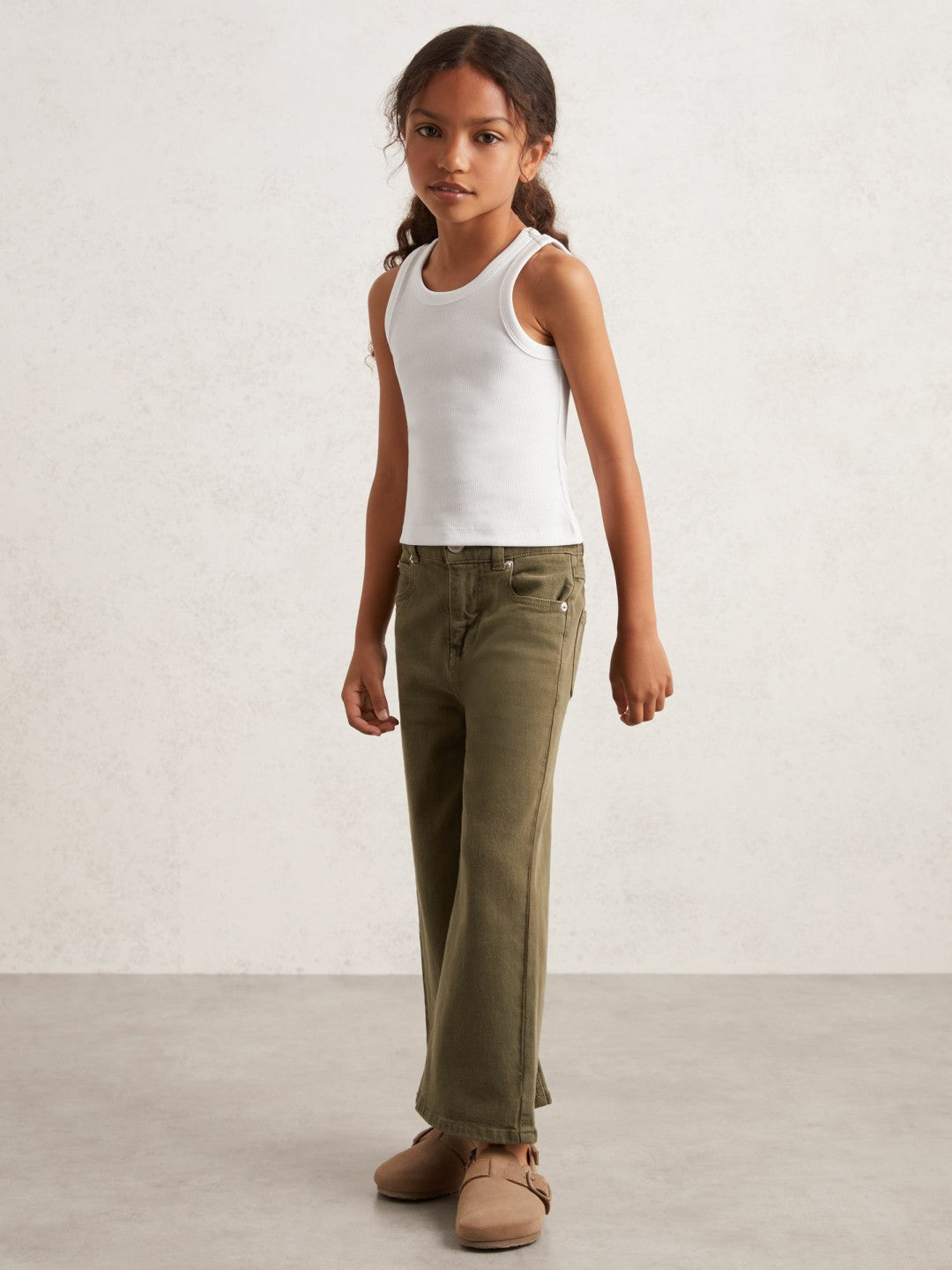 3-9 yrs Stretch-Cotton Ribbed Vest in Ivory