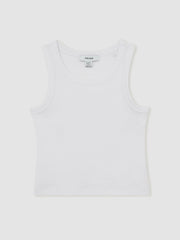 3-9 yrs Stretch-Cotton Ribbed Vest in Ivory