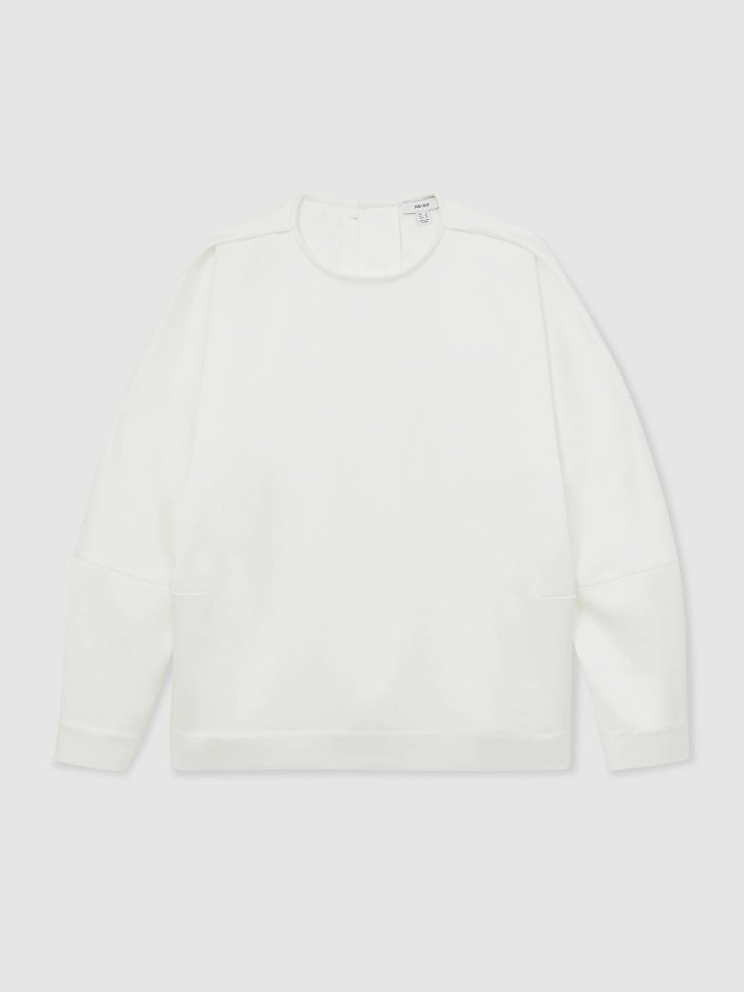 Satin Button-Back Long-Sleeve Top in Ivory